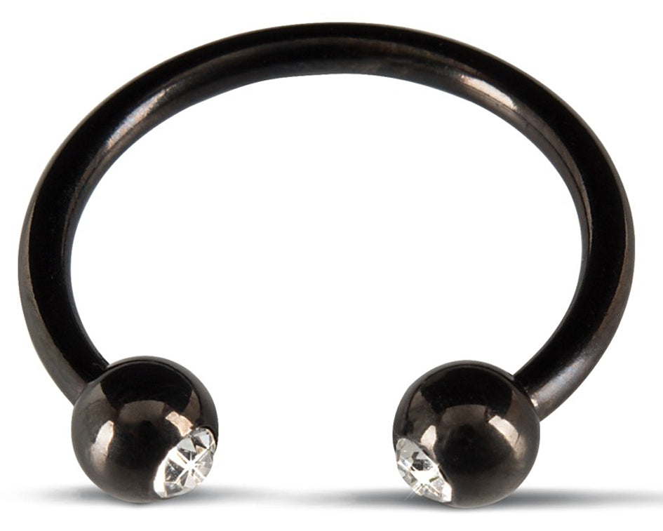 Anneau de gland avec strass 28mm Noir