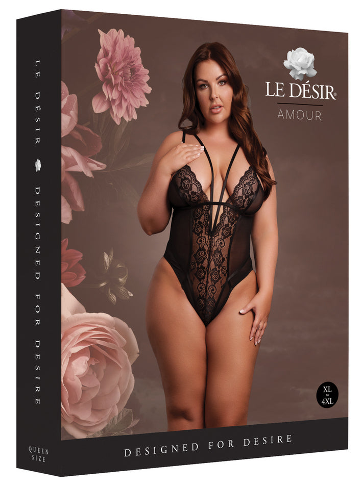 Body Dentelle Double Bretelle Grande Taille Carlita Noir