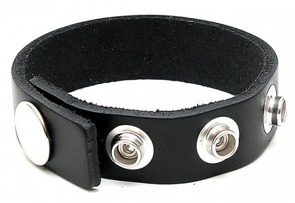 Cockring en cuir Brut 4 pressions Noir