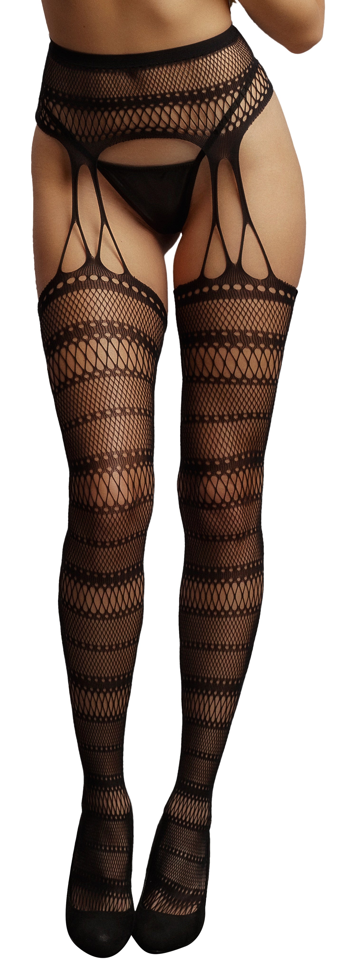 Collant effet porte-jarretelles Olivia - Noir