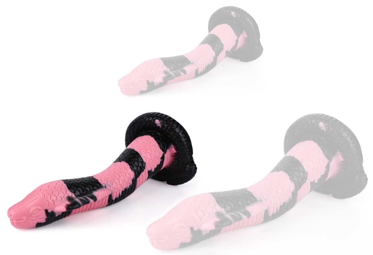 Gode Cobra Snake M 22 x 6cm Noir-Rose