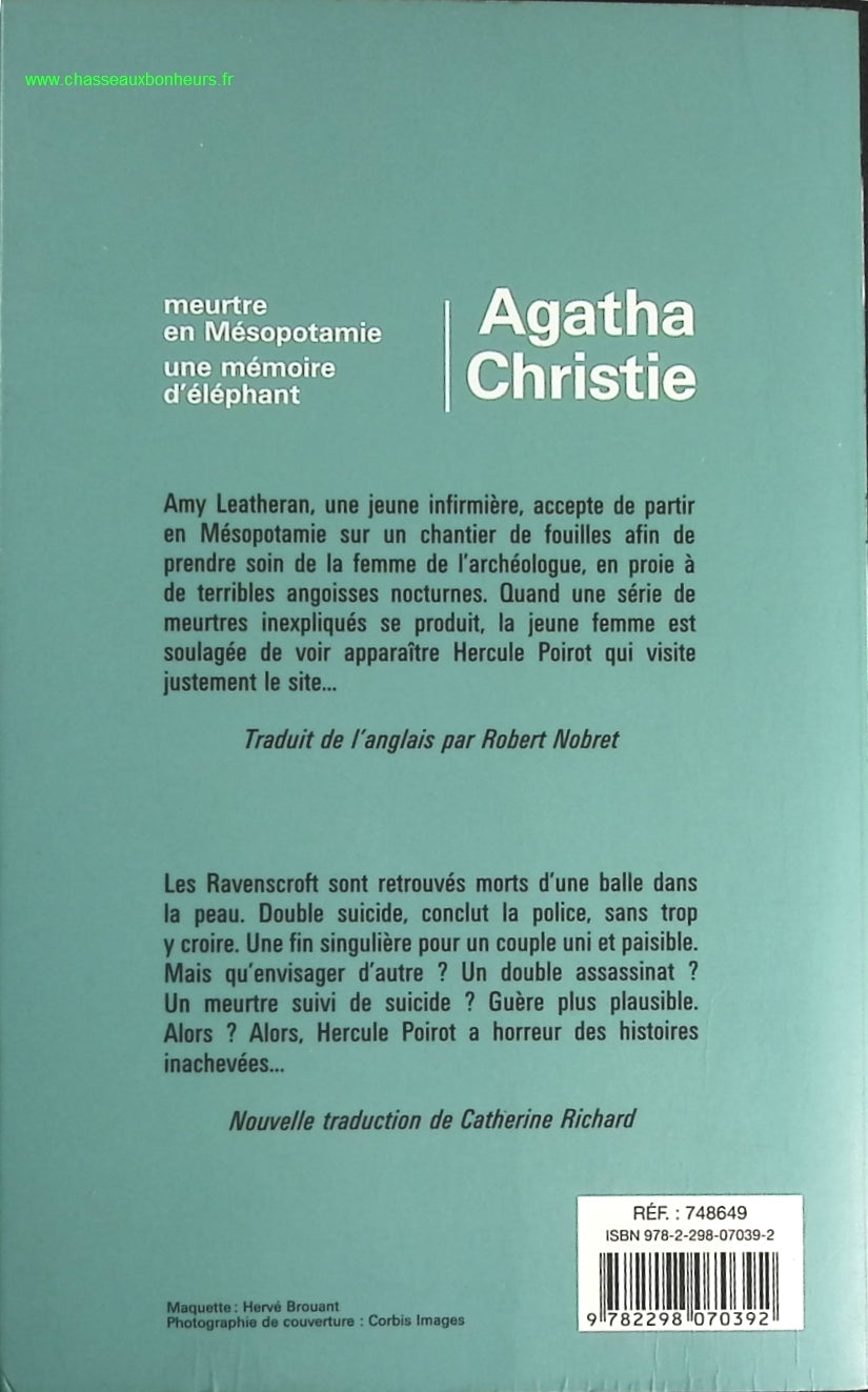 Meurtre en Mésopotamie - Une mémoire d'éléphant - Agatha Christie - livre