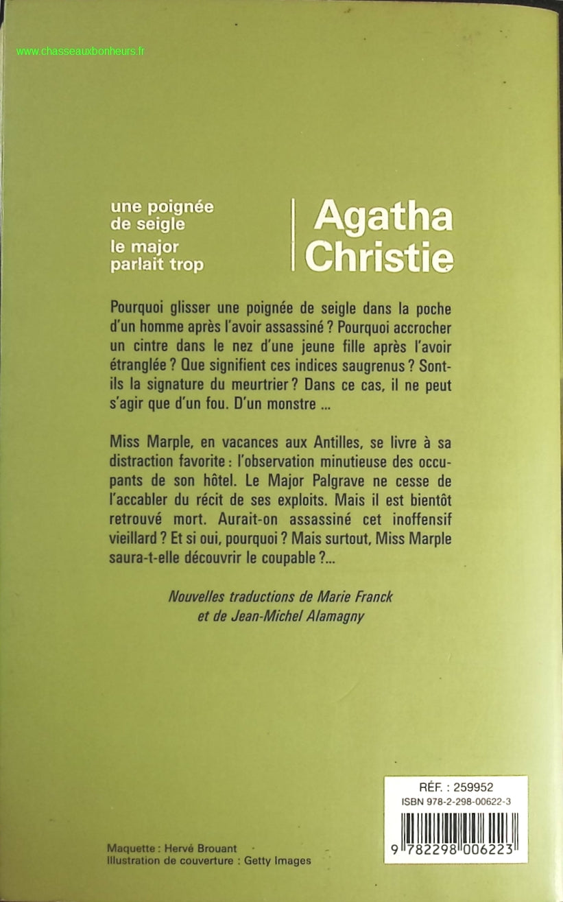Une poignée de seigle - Le major parlait trop - Agatha Christie - livre