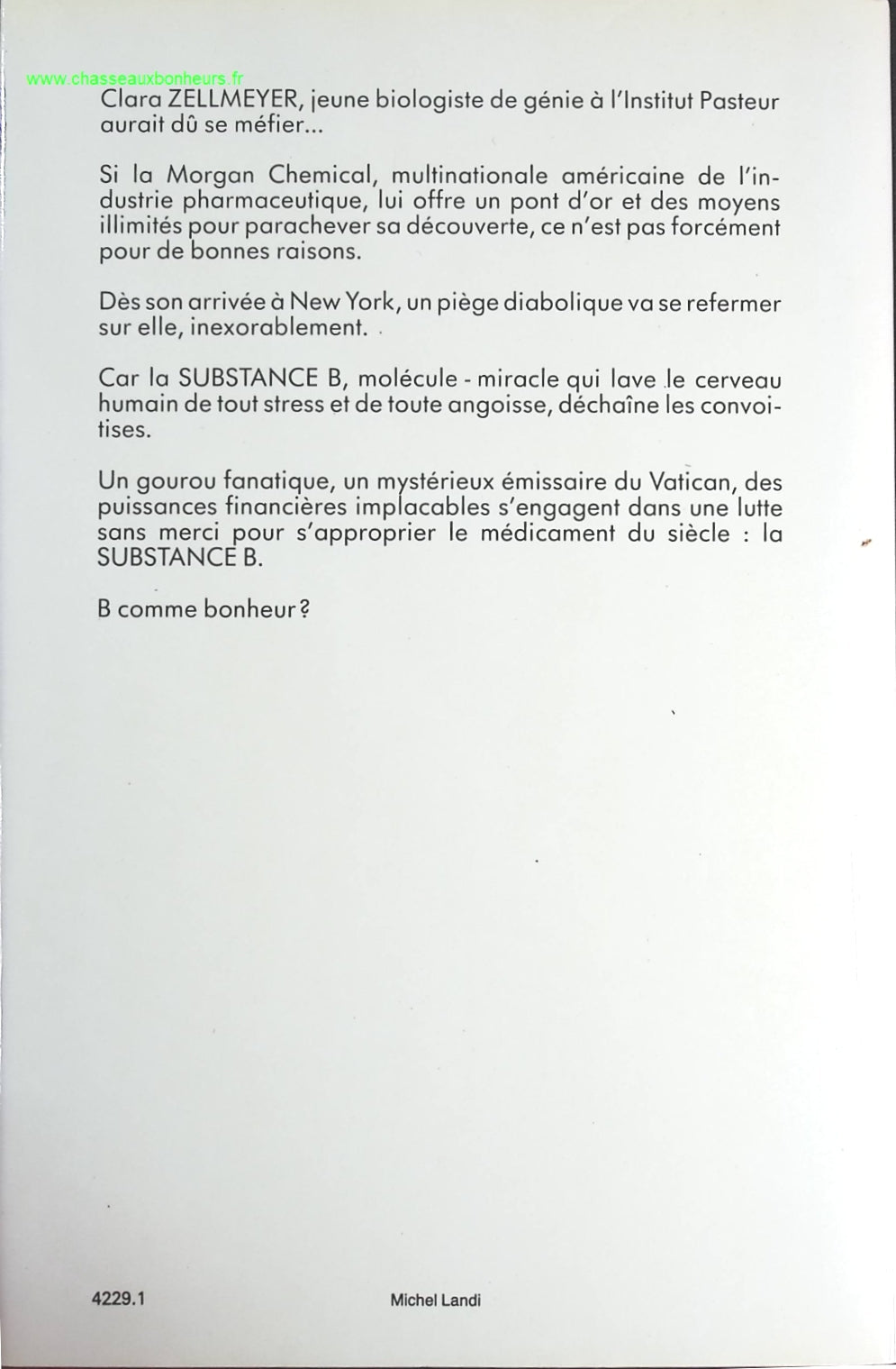 Substance B - Bernard Lenteric - livre