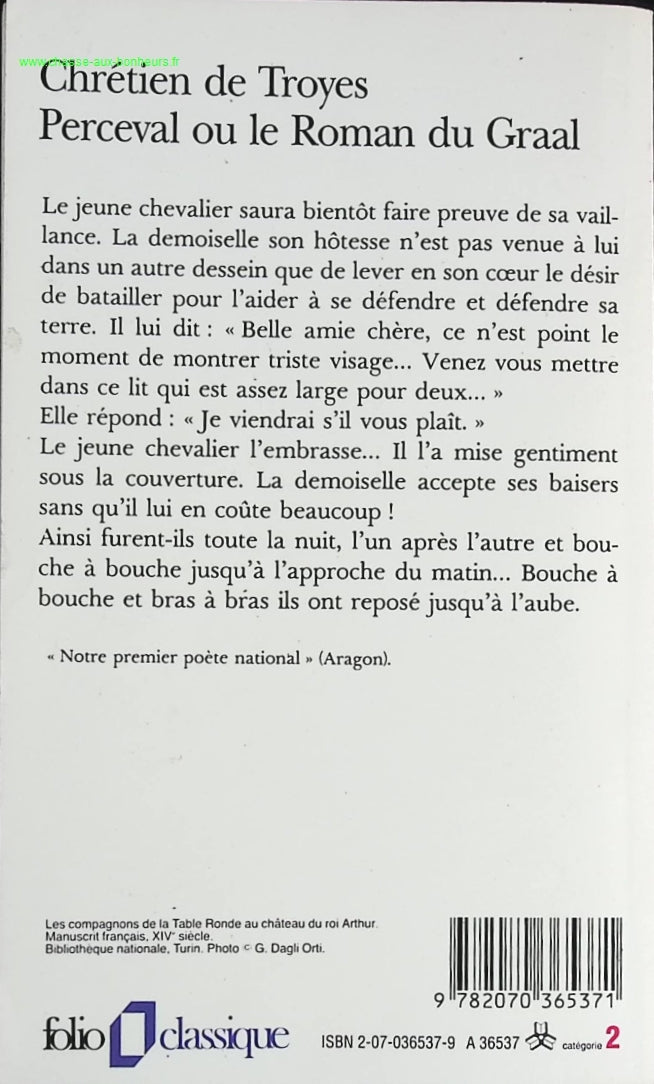 Perceval ou le Roman du Graal - Chrétien de Troyes - livre