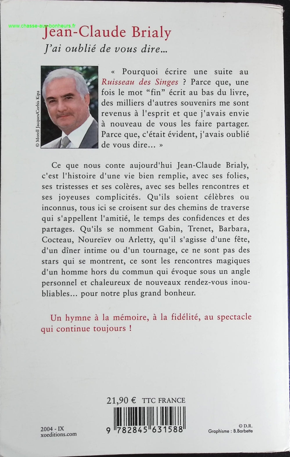 J'ai oublié de vous dire - Jean-Claude Brialy - livre