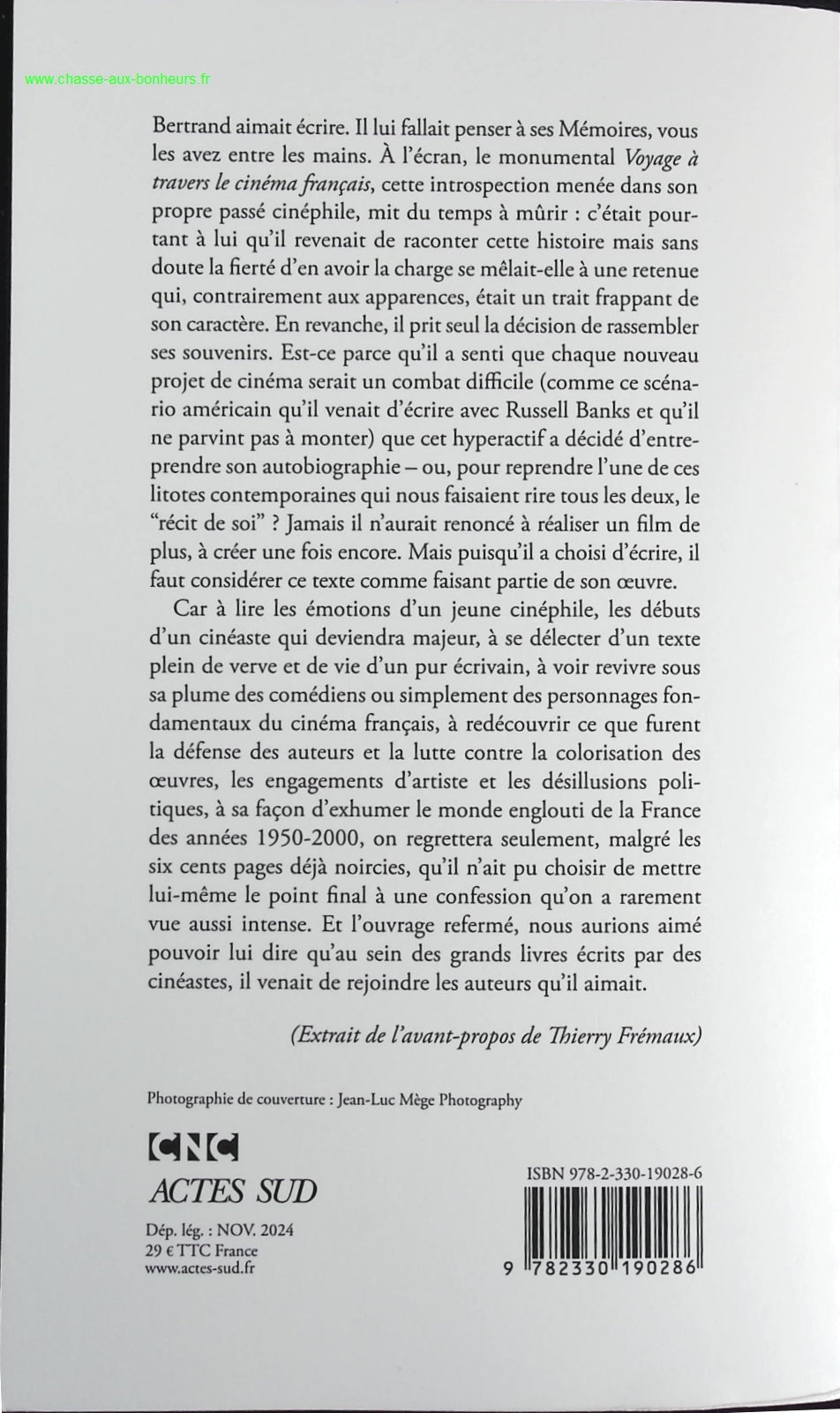 Mémoires interrompus - Bertrand Tavernier - livre