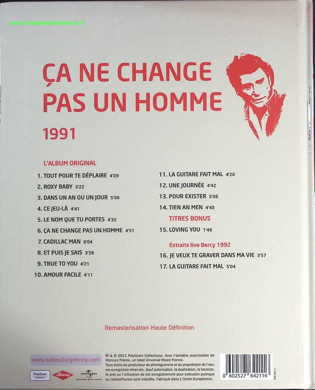 ça ne change pas un homme 1991 - Collection Officielle édition illustrée - Johnny Hallyday - CD