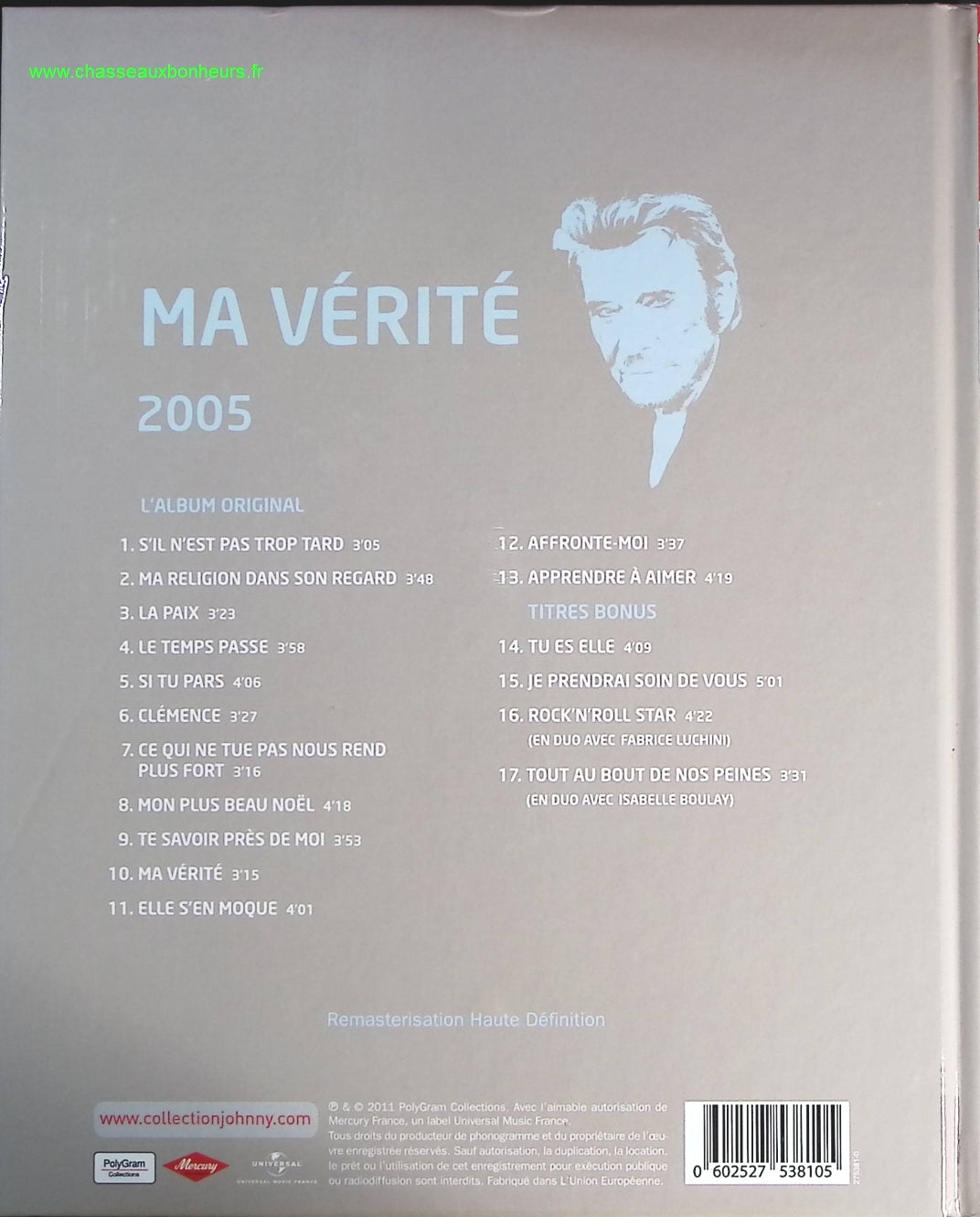 Ma vérité 2005 - Collection Officielle édition illustrée - Johnny Hallyday - CD