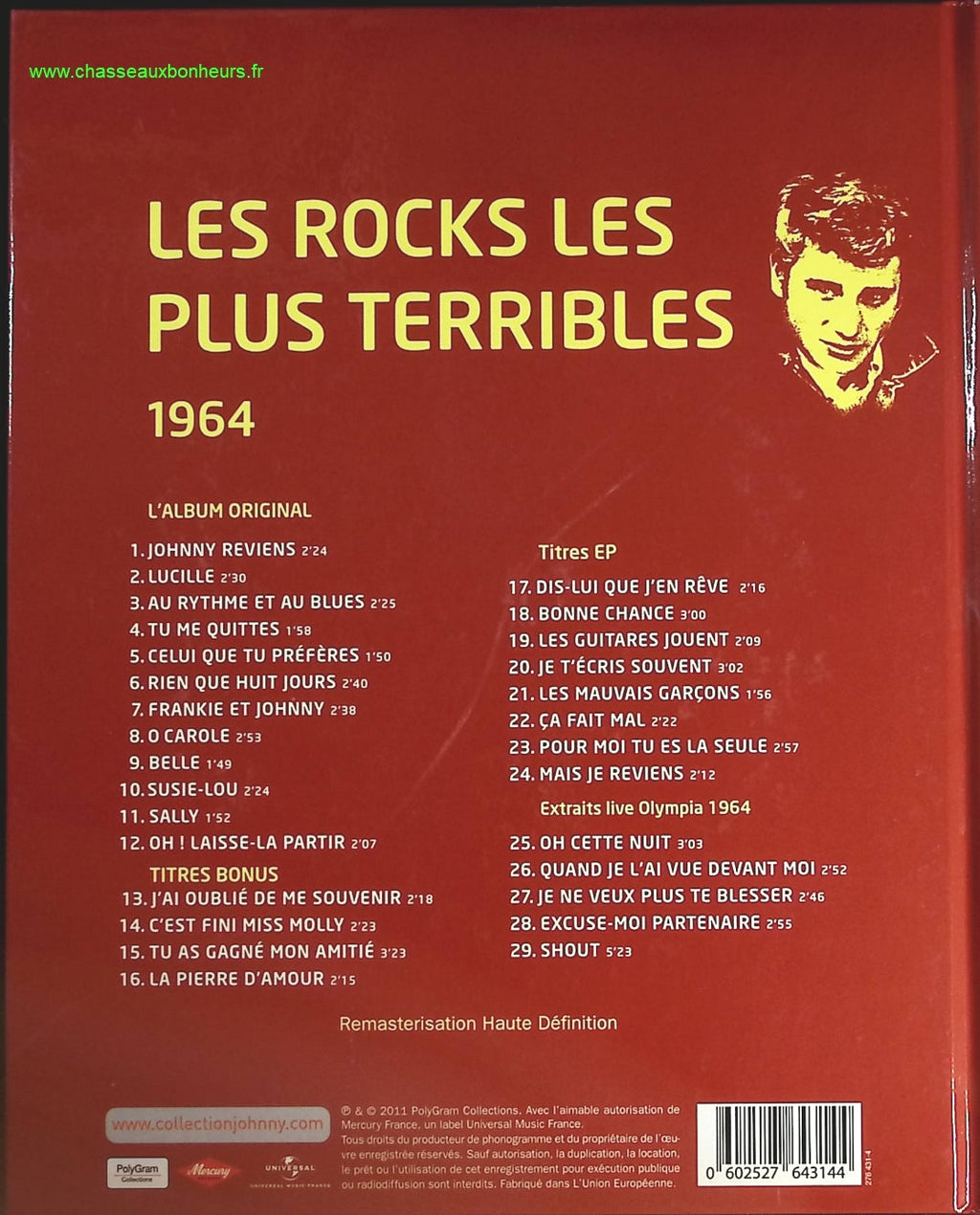 Les rocks les plus terribles 1964 - Collection Officielle édition illustrée - Johnny Hallyday - CD