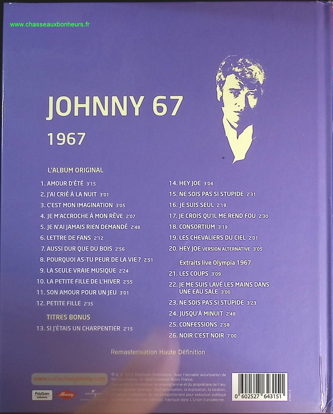 Johnny 1967 - Collection Officielle édition illustrée - Johnny Hallyday - CD