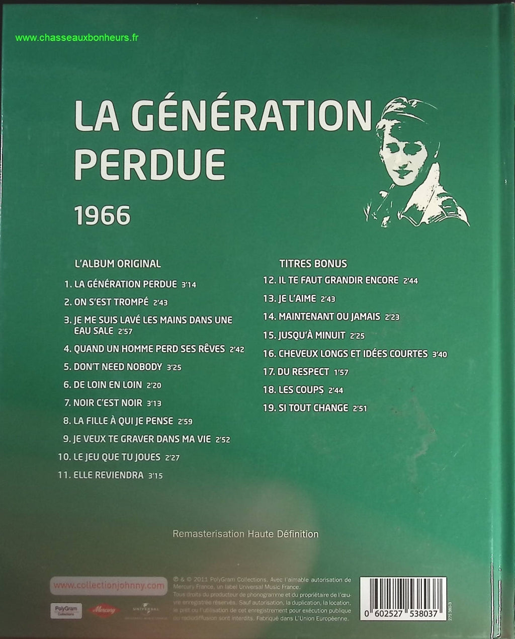 La génération perdue 1966 - Collection Officielle édition illustrée - Johnny Hallyday - CD