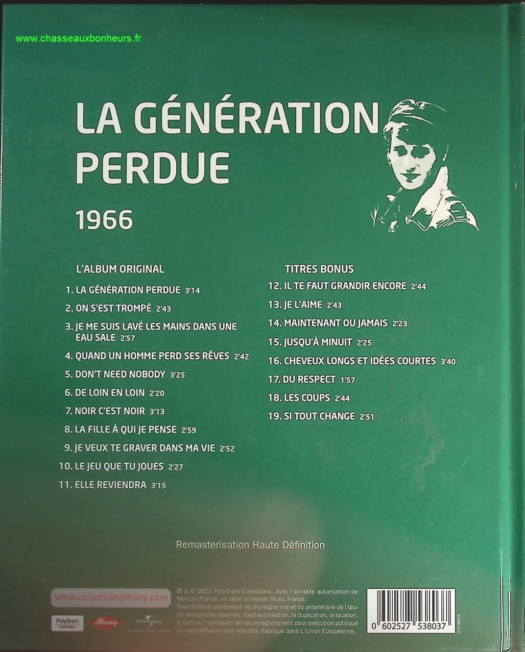 La génération perdue 1966 - Collection Officielle édition illustrée - Johnny Hallyday - CD