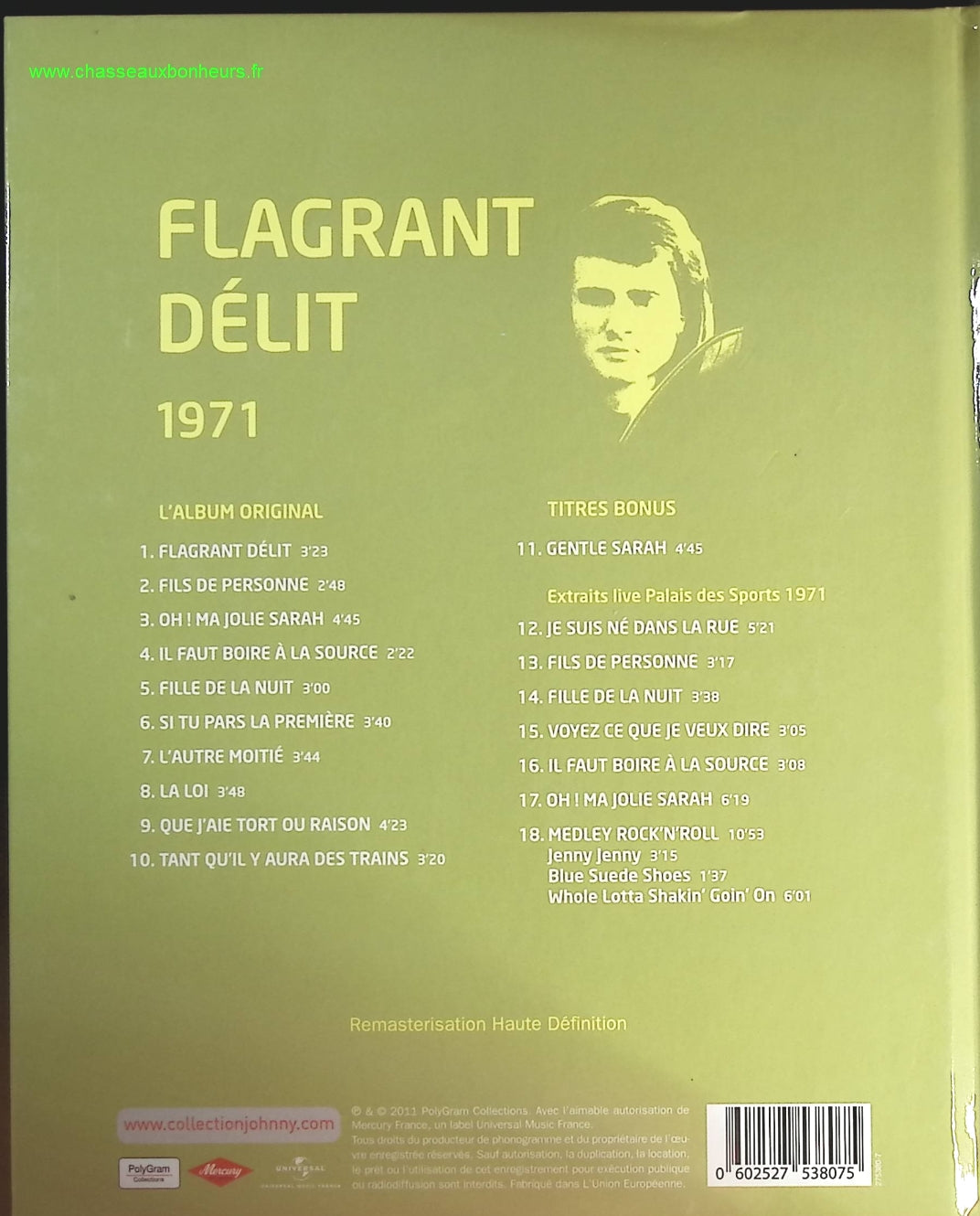 Flagrant délit 1971 - Collection Officielle édition illustrée - Johnny Hallyday - CD