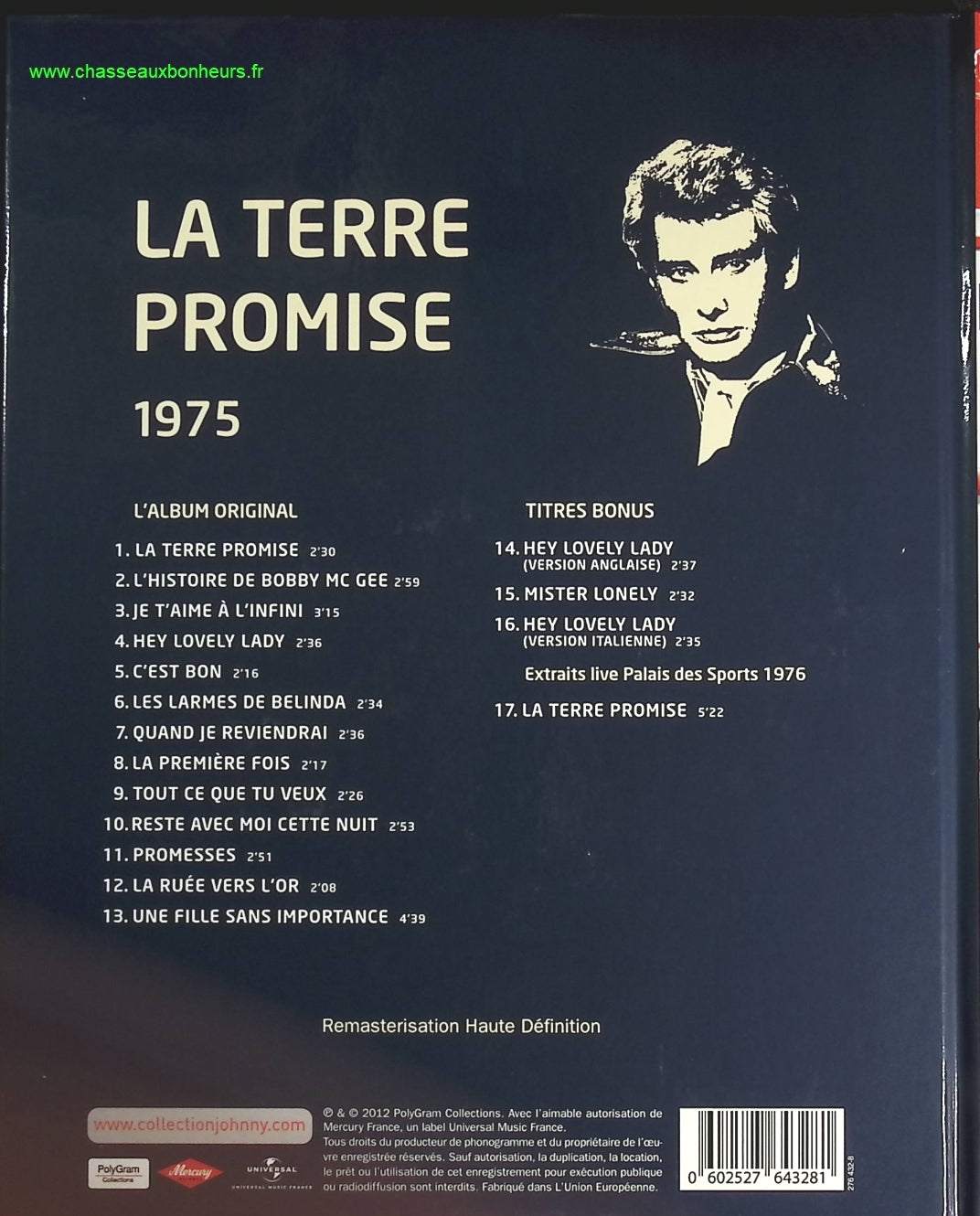 La Terre Promise 1975 - Collection Officielle édition illustrée - Johnny Hallyday - CD