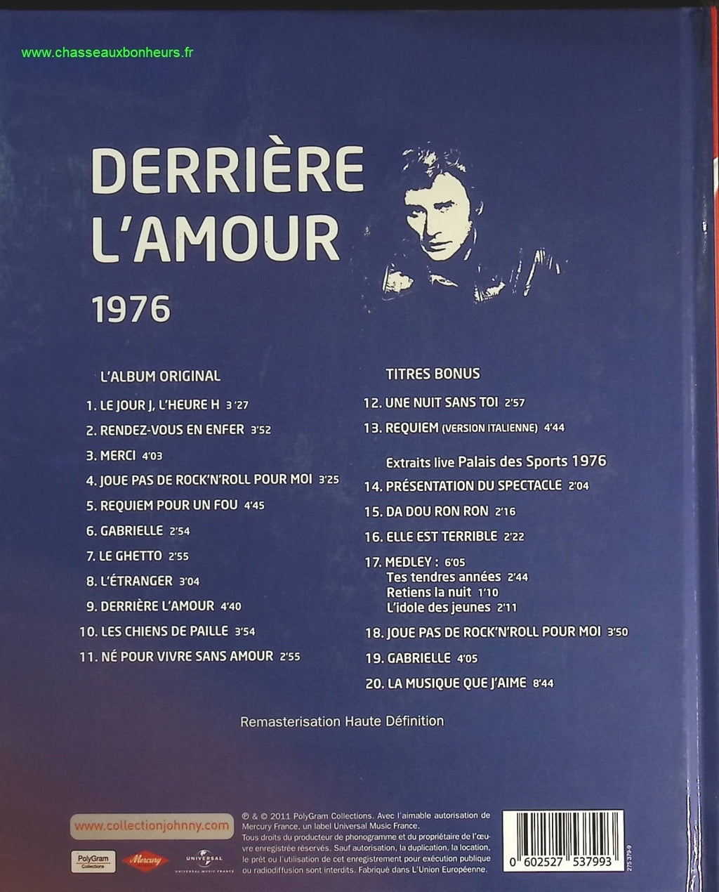 Derrière l'amour 1976 - Collection Officielle édition illustrée - Johnny Hallyday - CD