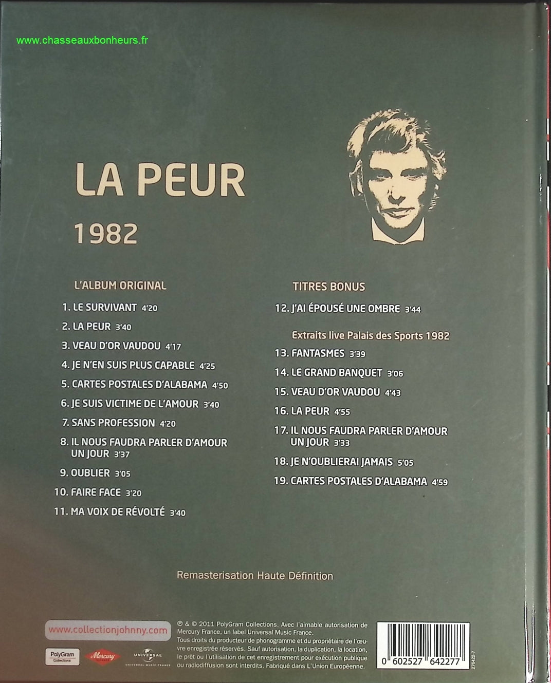 La Peur 1982 - Collection Officielle édition illustrée - Johnny Hallyday - CD