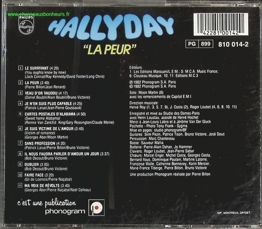La Peur - Johnny Hallyday - CD