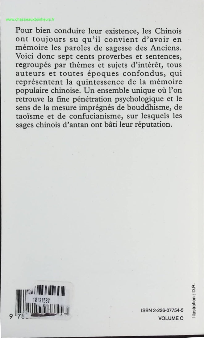 Sentences et proverbes de la sagesse chinoise - Bernard Ducourant - livre