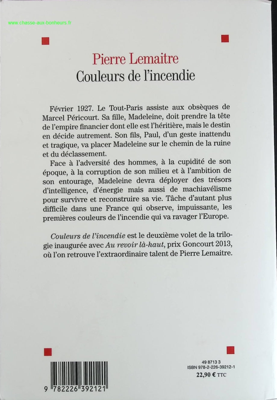 Couleurs de l'incendie - Pierre Lemaitre - livre