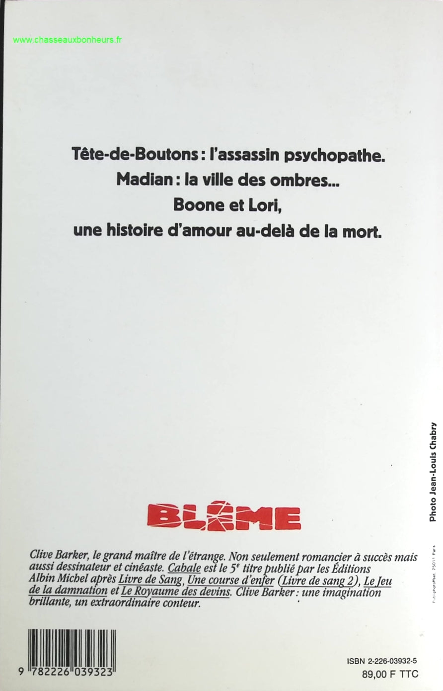 Cabale - Clive Barker - livre