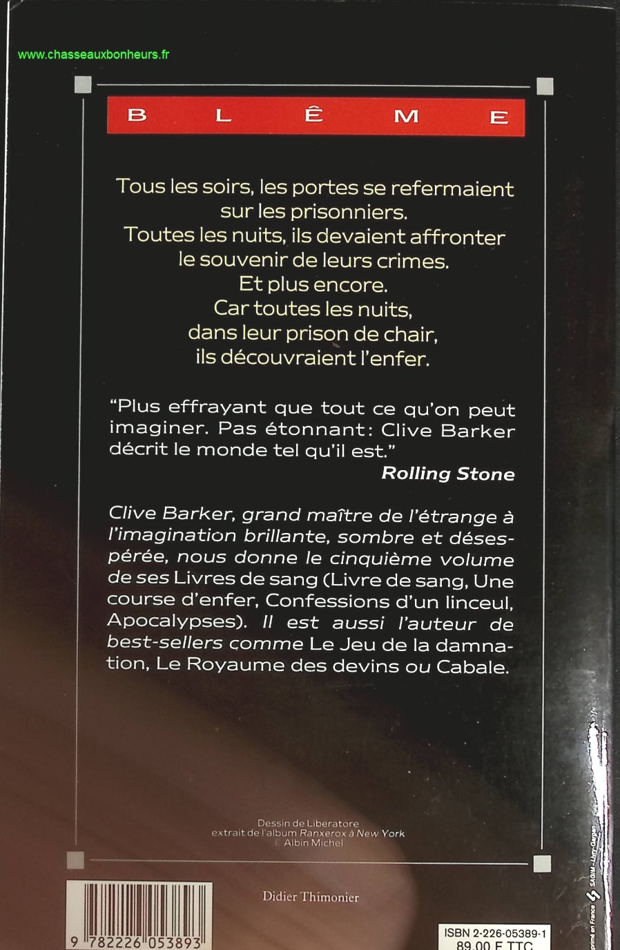 Livres de sang, tome 5 - Prison de chair - Clive Barker - livre