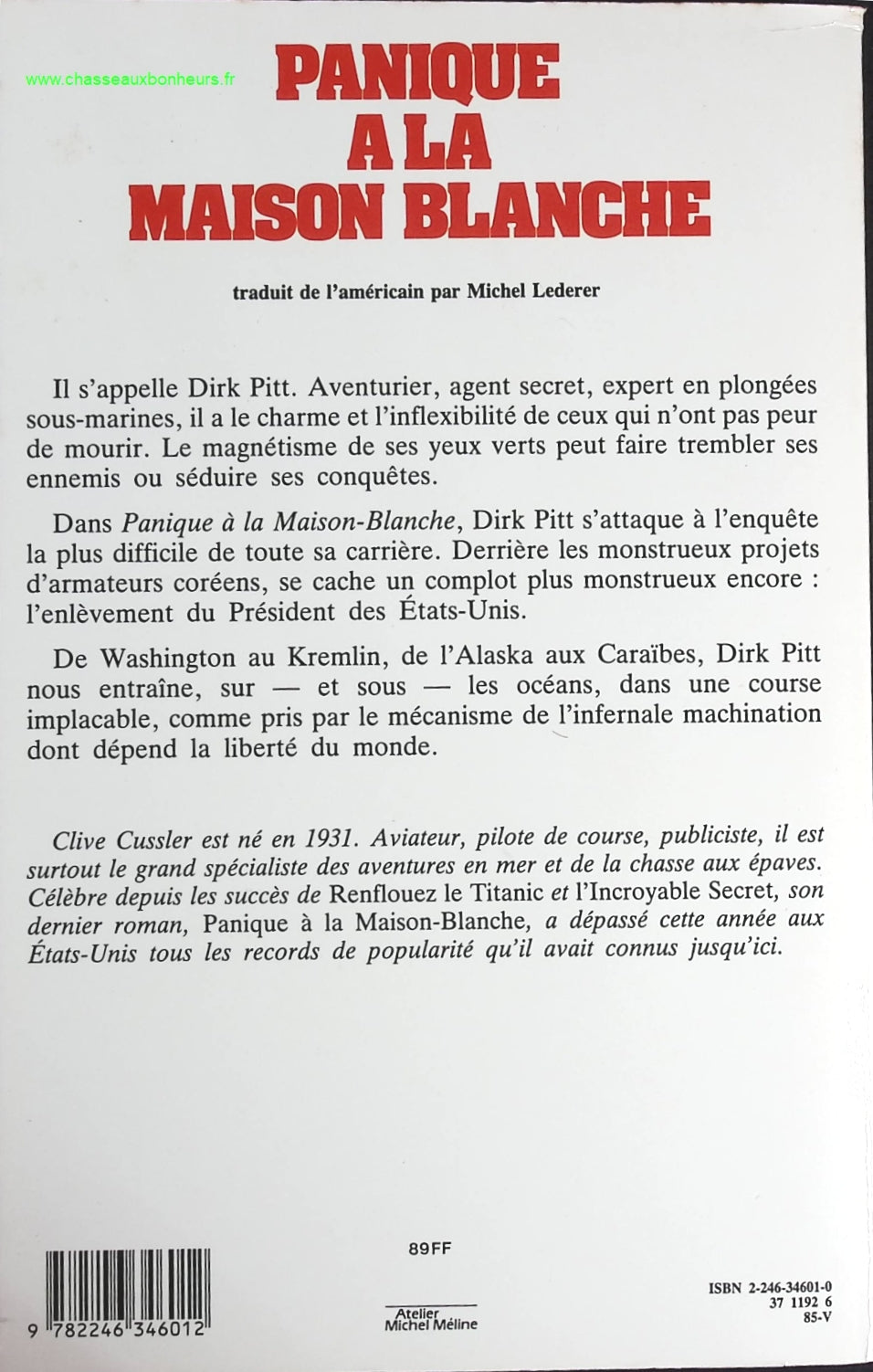 Panique A La Maison Blanche - Clive Cussler - livre