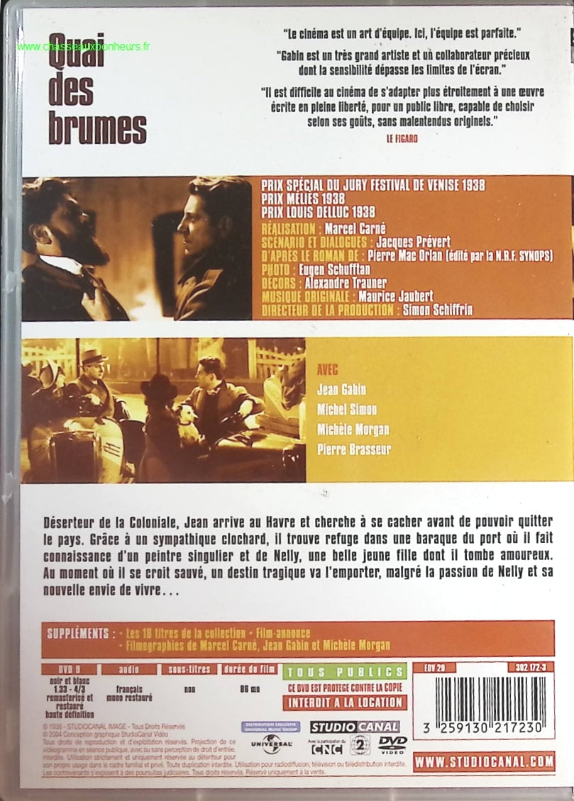 Le Quai des brumes - Jean Gabin - DVD