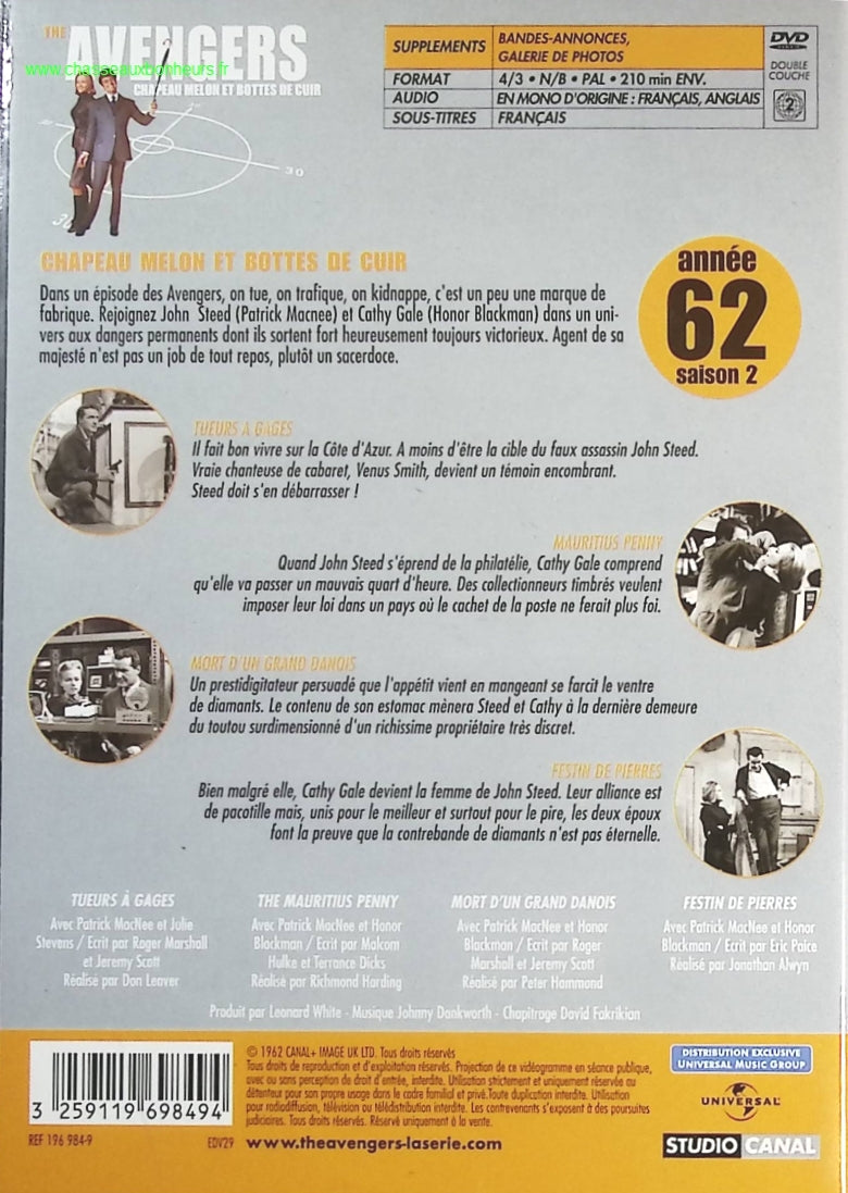 The Avengers chapeau melon et bottes de cuir - Année 62 saison 2 - DVD