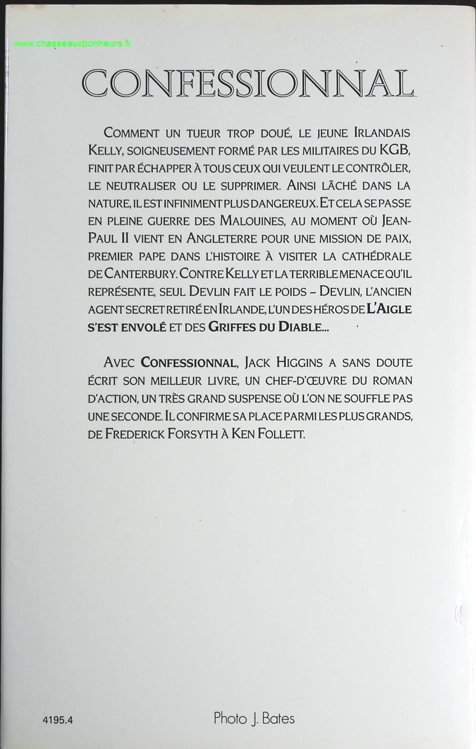 Confessionnal - Jack Higgins - livre