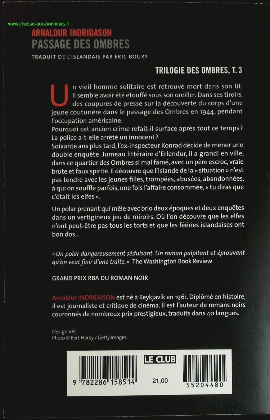 Passage des ombres - Arnaldur Indridason - livre