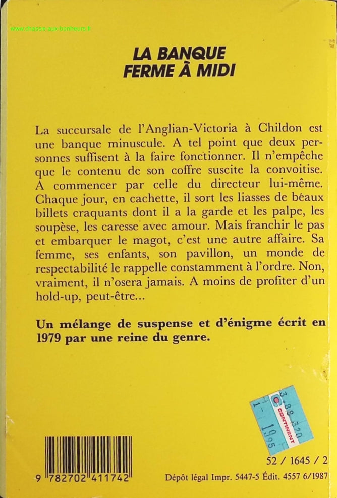 La banque ferme à midi - Ruth Rendell - livre