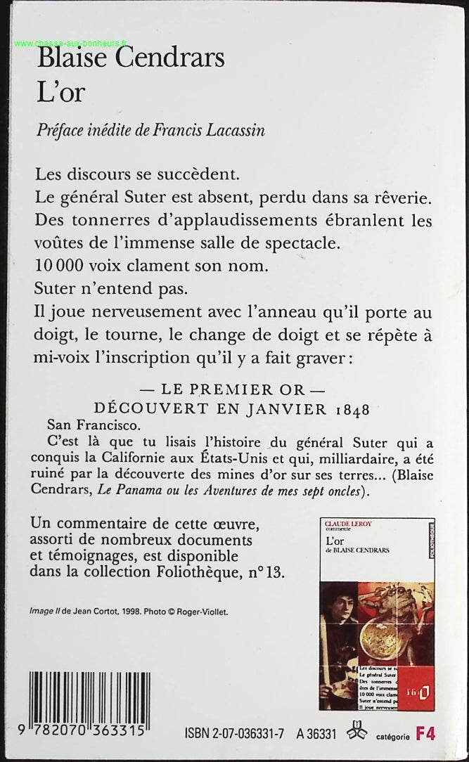 L'or - Blaise Cendrars - livre
