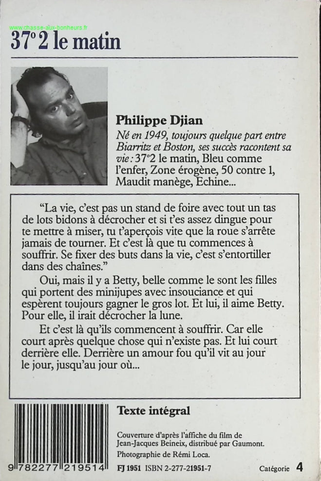 37°2 Le Matin - Philippe Djian - livre