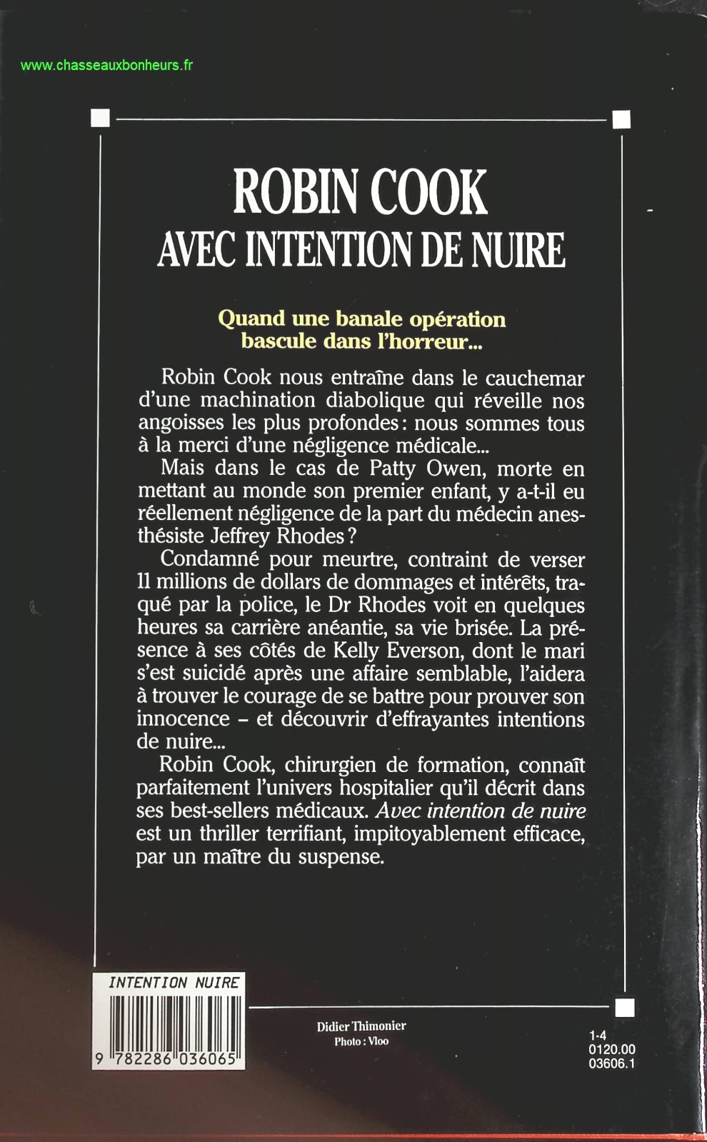 Avec intention de nuire - Robin Cook - livre