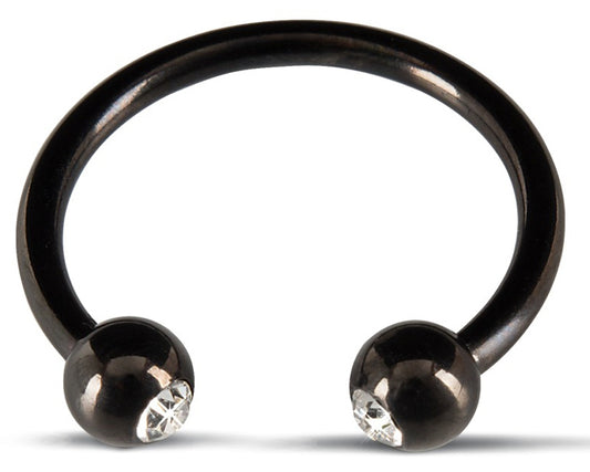 Anneau de gland avec strass 28mm Noir