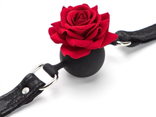 Baillon Boule avec Rose Bud Gag Noir