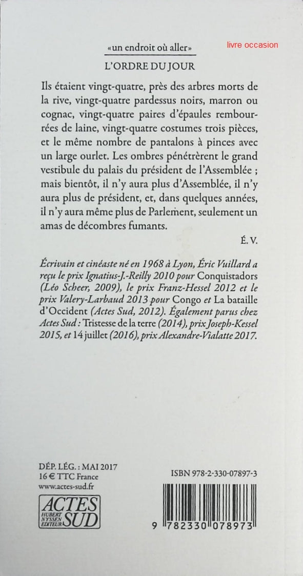 L'ordre du jour - Eric Vuillard - Livre