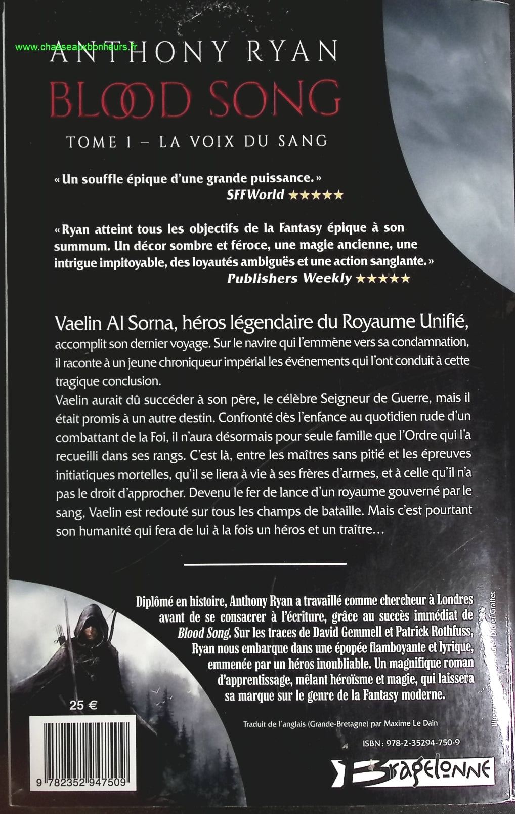 Blood Song - Tome 1 - La Voix Du Sang - Anthony Ryan - livre