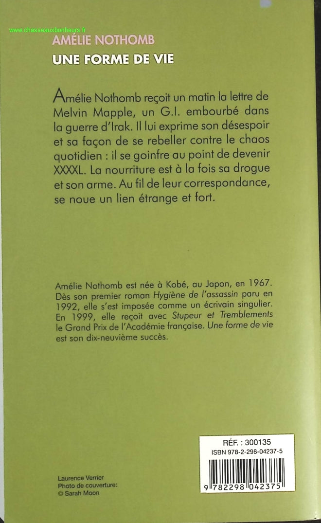 Une forme de vie -Amélie Nothomb - livre