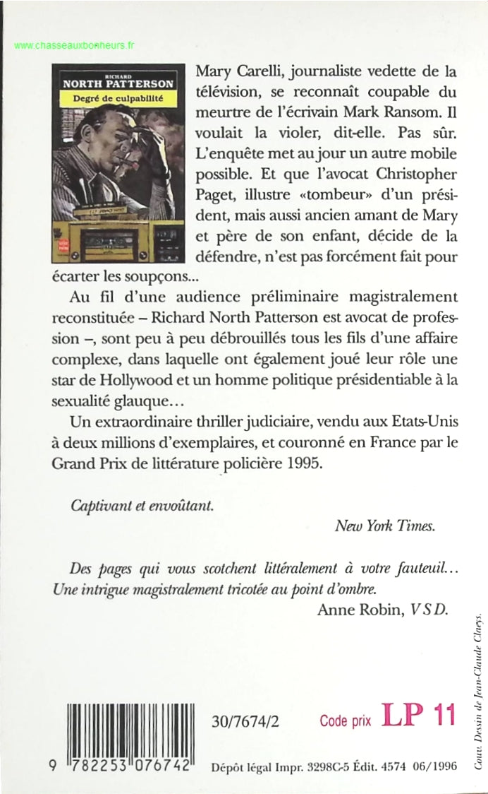 Degré de culpabilité - Richard North Patterson - livre