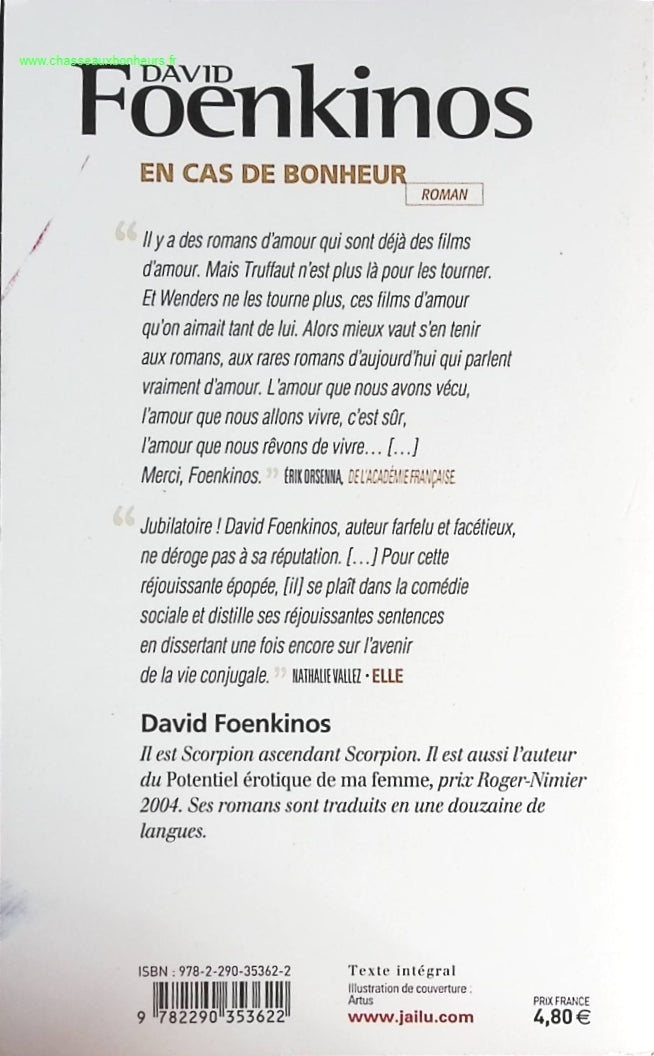En cas de bonheur - David Foenkinos - livre