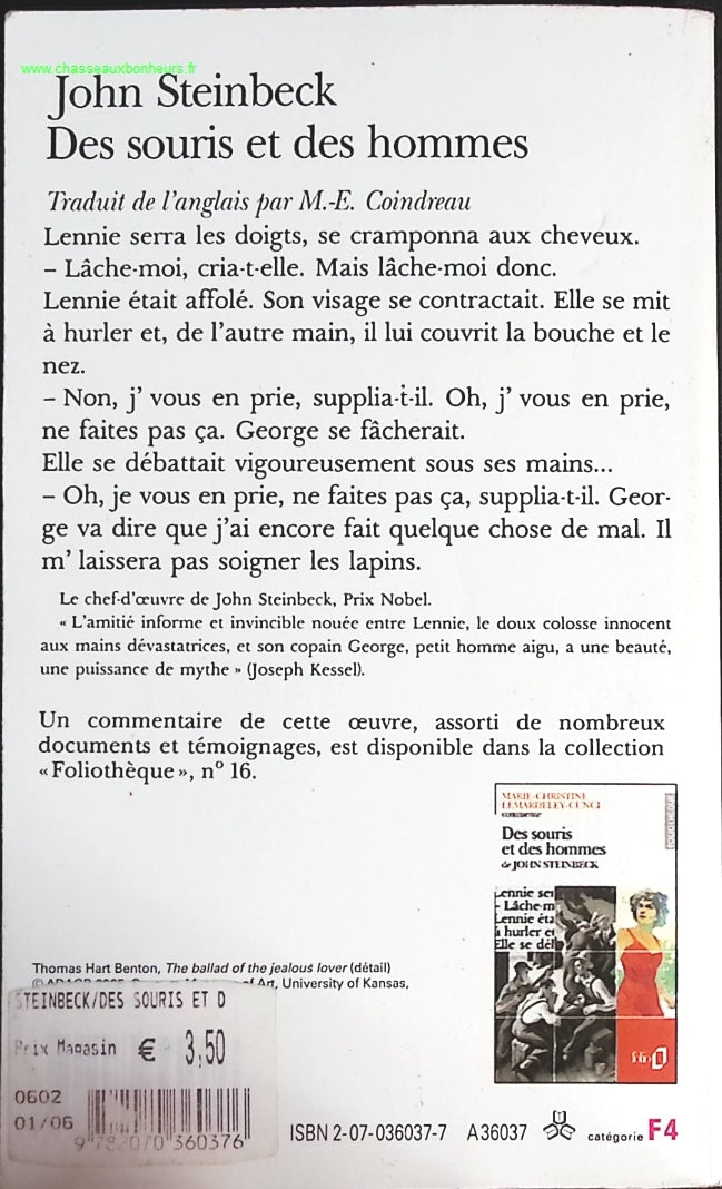 Des souris et des hommes - John Steinbeck - livre