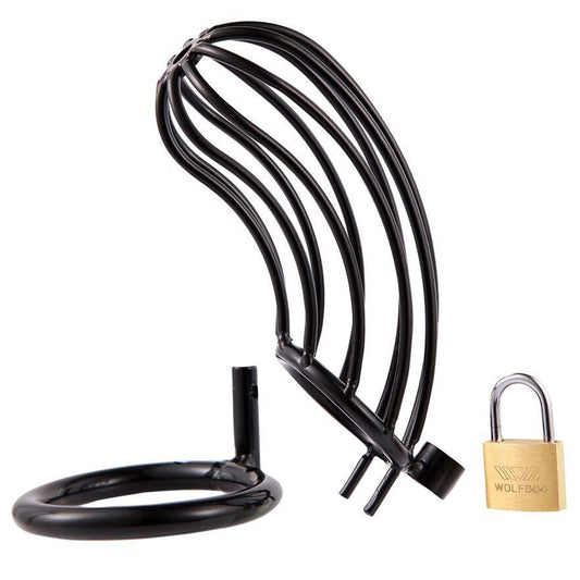 Cage de Chasteté en métal Grille 12 x 3.5cm | Anneau 50mm Noir