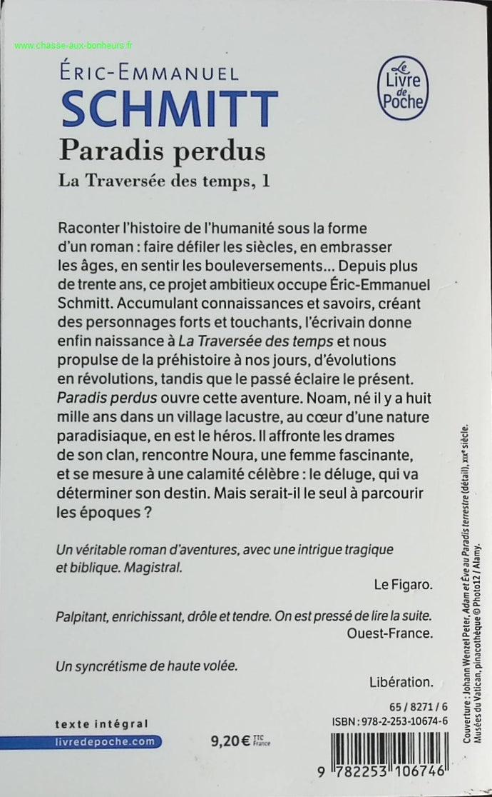 Paradis perdus La Traversée des temps, Tome 1 - Eric-Emmanuel Schmitt - livre