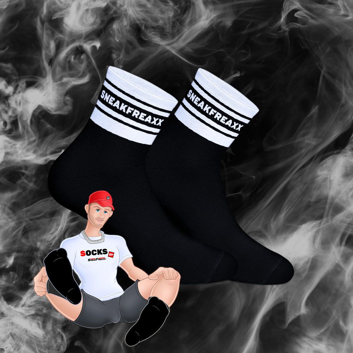 Chaussettes basses Black White Short Noir-Blanc