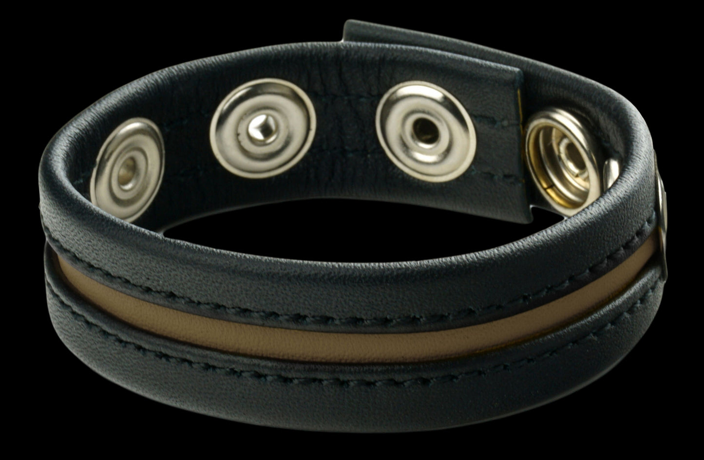 Cockring en cuir 3 pressions Noir-Army