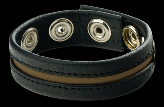Cockring en cuir 3 pressions Noir-Army