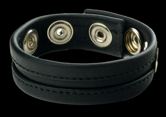 Cockring en cuir 3 pressions Noir