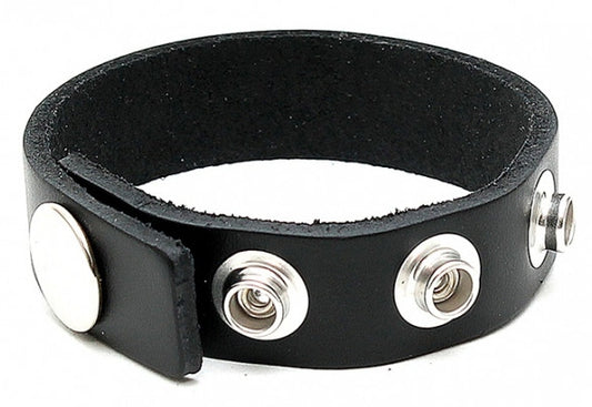 Cockring en cuir Brut 4 pressions Noir